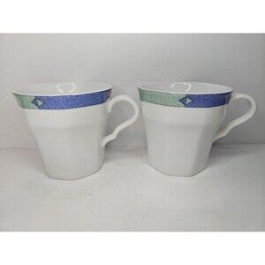 Christopher Stuart Diamond Optic Coffee Tea Cup Octagon Set of 2 Stylish
